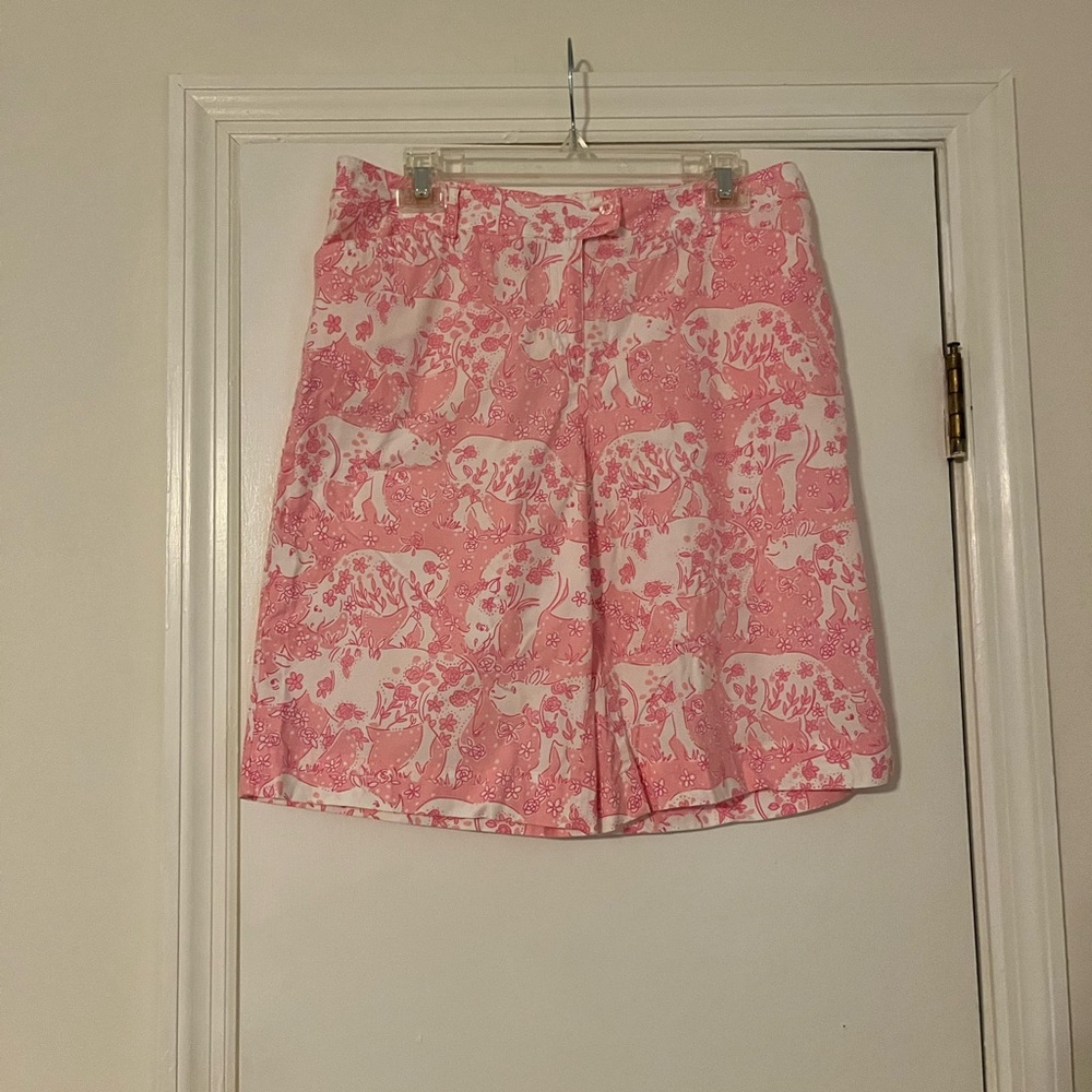 Lilly Pulitzer Pink and White Rhino shorts-EUC